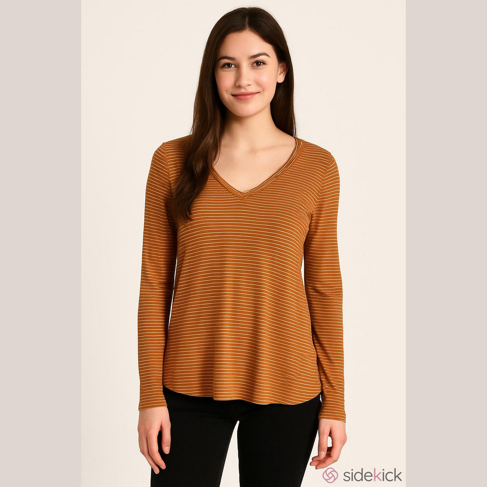 American Eagle Soft & Sexy Slub Orange & White Long Sleeve (Sz S)